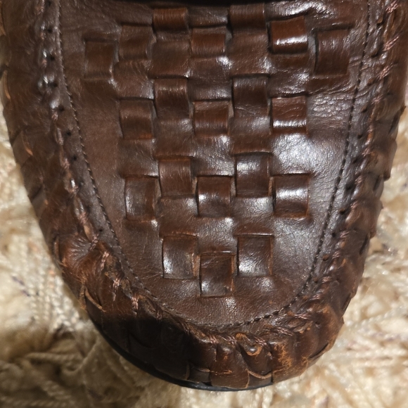 Bass Chocolate Brown Woven Leather Loafers - Picture 3 of 4